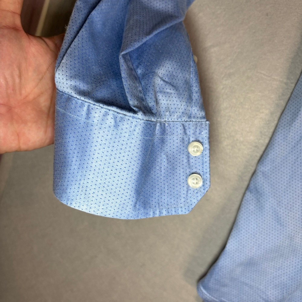 RUFUS Men's Blue Micro-Dot Dress Shirt L 100% Cotton USA - Picture 12 of 16